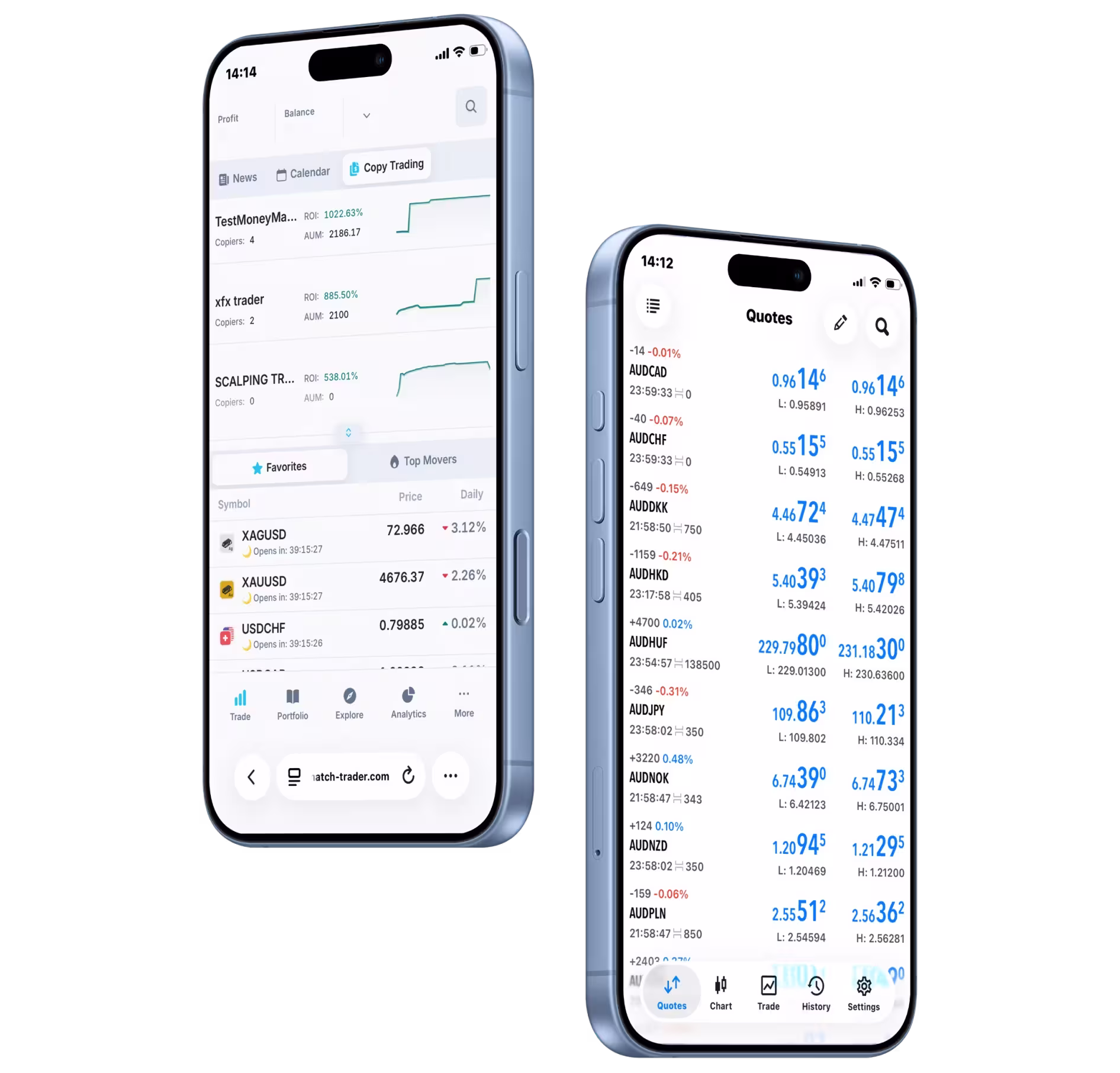 Slay4X mobile trading on Match Trader: Copy Trading leaderboard and live forex quotes